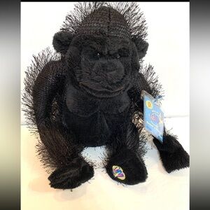 GANZ Webkinz Gorilla HM040 NEW With Sealed Code 8" Black Stuffed Animal Toy